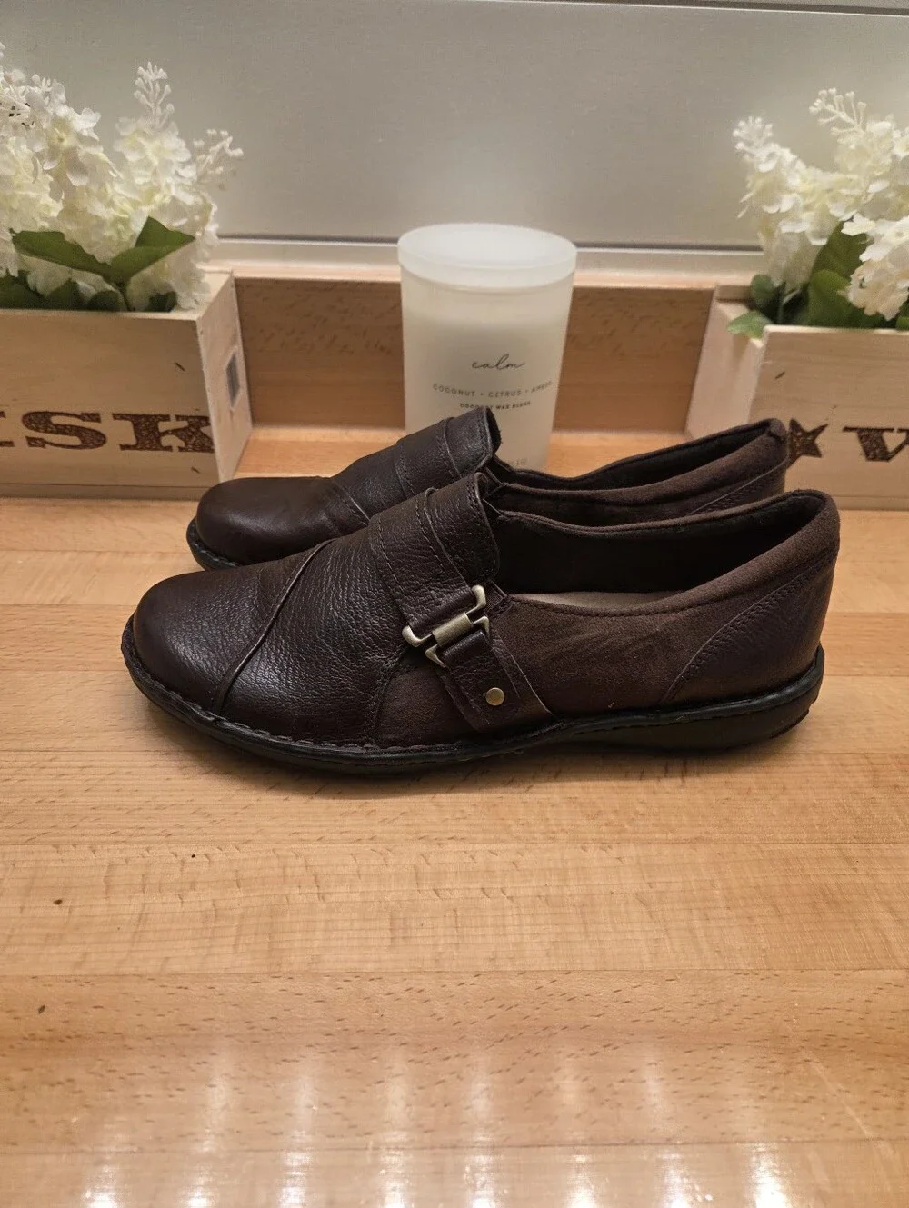 Earth Spirit Gelron Brown Leather Comfort Slip-On Loafer Womens Size 11